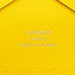 Hermes Wallet/Coin Case Calvi Duo U Stamp Epsom Leather Jaune-Naples Men's Women's