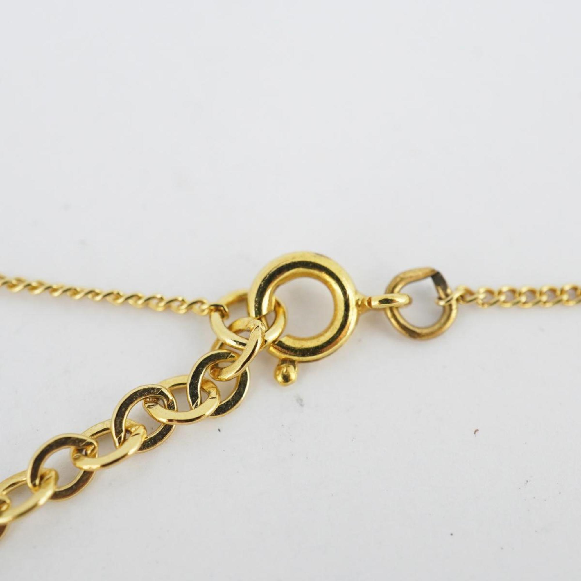 Christian Dior Necklace CD Circle GP Plated Gold Women's