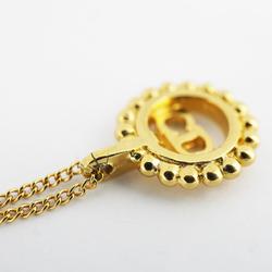 Christian Dior Necklace CD Circle GP Plated Gold Women's