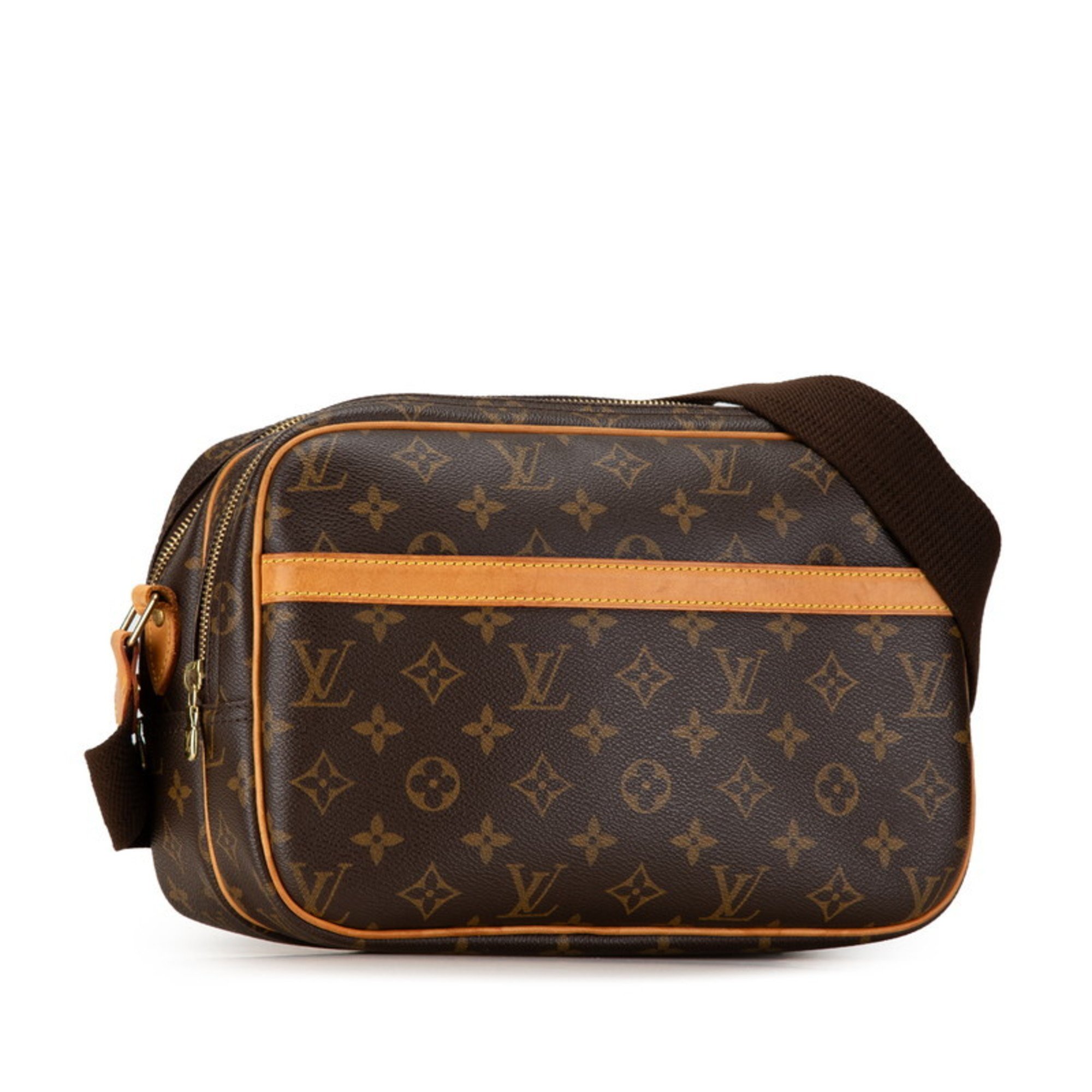 Louis Vuitton Monogram Reporter PM Shoulder Bag M45254 Brown PVC Leather Women's LOUIS VUITTON