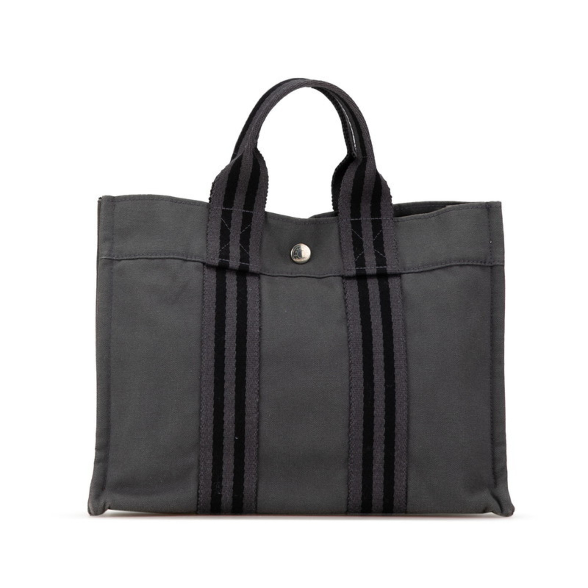 Hermes Foul Tote PM Handbag Bag Grey Canvas Women's HERMES