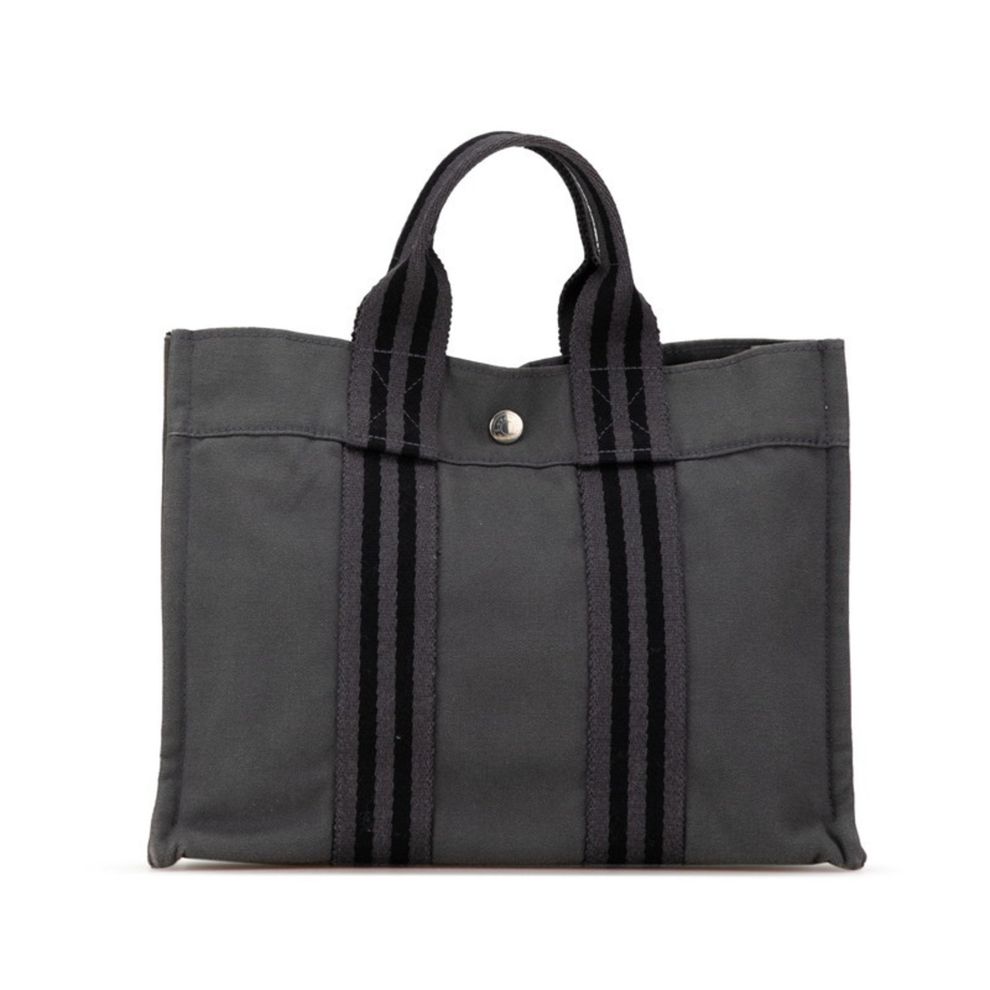 Hermes Foul Tote PM Handbag Bag Grey Canvas Women's HERMES