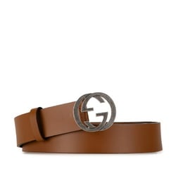 Gucci Interlocking G Belt 85/34 546839 Brown Leather Women's GUCCI