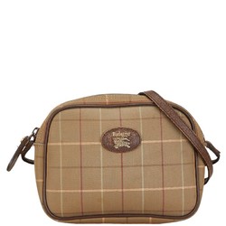 Burberry Check Shoulder Bag Khaki Brown Canvas Leather Women's BURBERRY