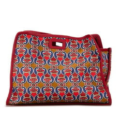 Fendi Peekaboo Defender Pouch Handbag Bag Cover 7AR717 Red Brown Multicolor Satin Leather Women's FENDI