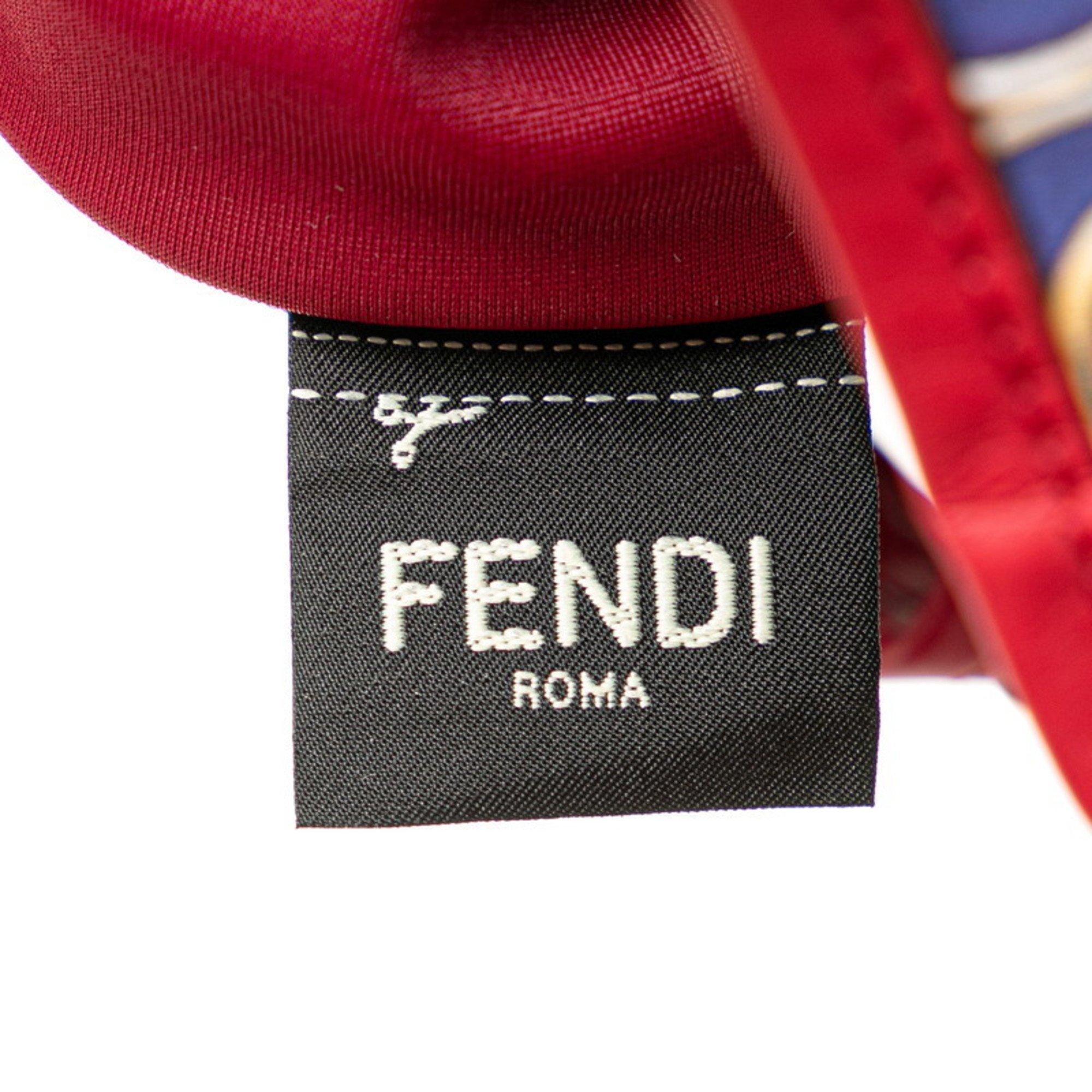 Fendi Peekaboo Defender Pouch Handbag Bag Cover 7AR717 Red Brown Multicolor Satin Leather Women's FENDI