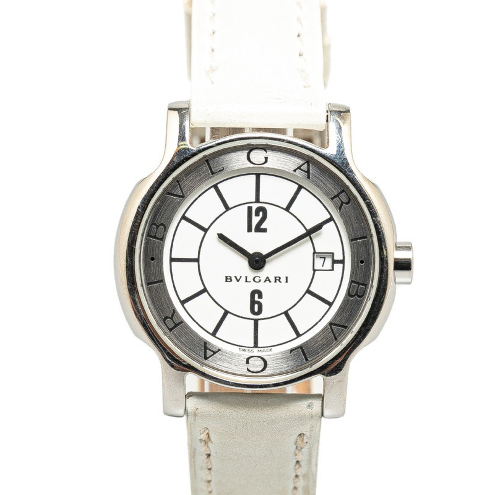 BVLGARI Solotempo Watch ST29S Quartz White Dial Stainless Steel Women's