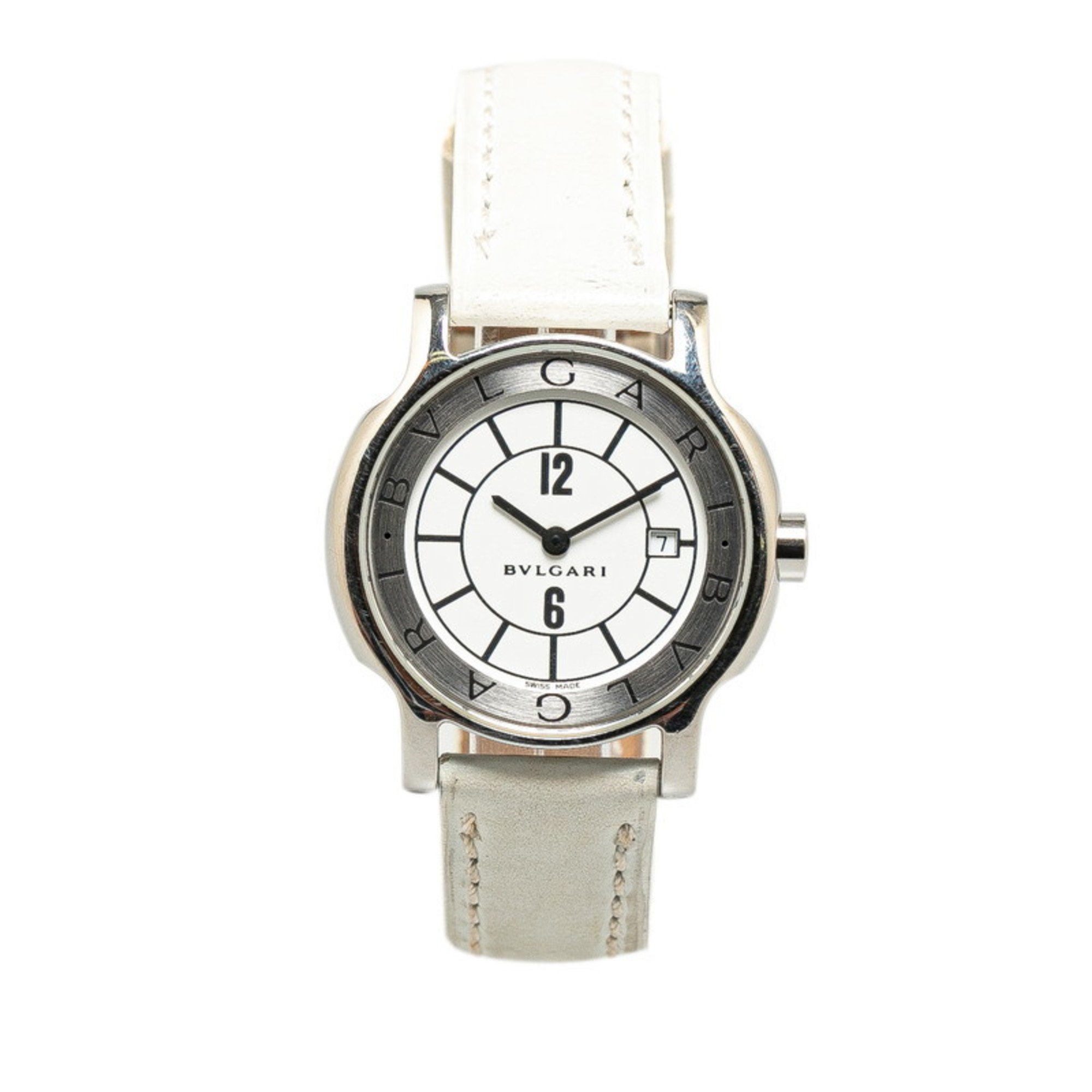 BVLGARI Solotempo Watch ST29S Quartz White Dial Stainless Steel Women's