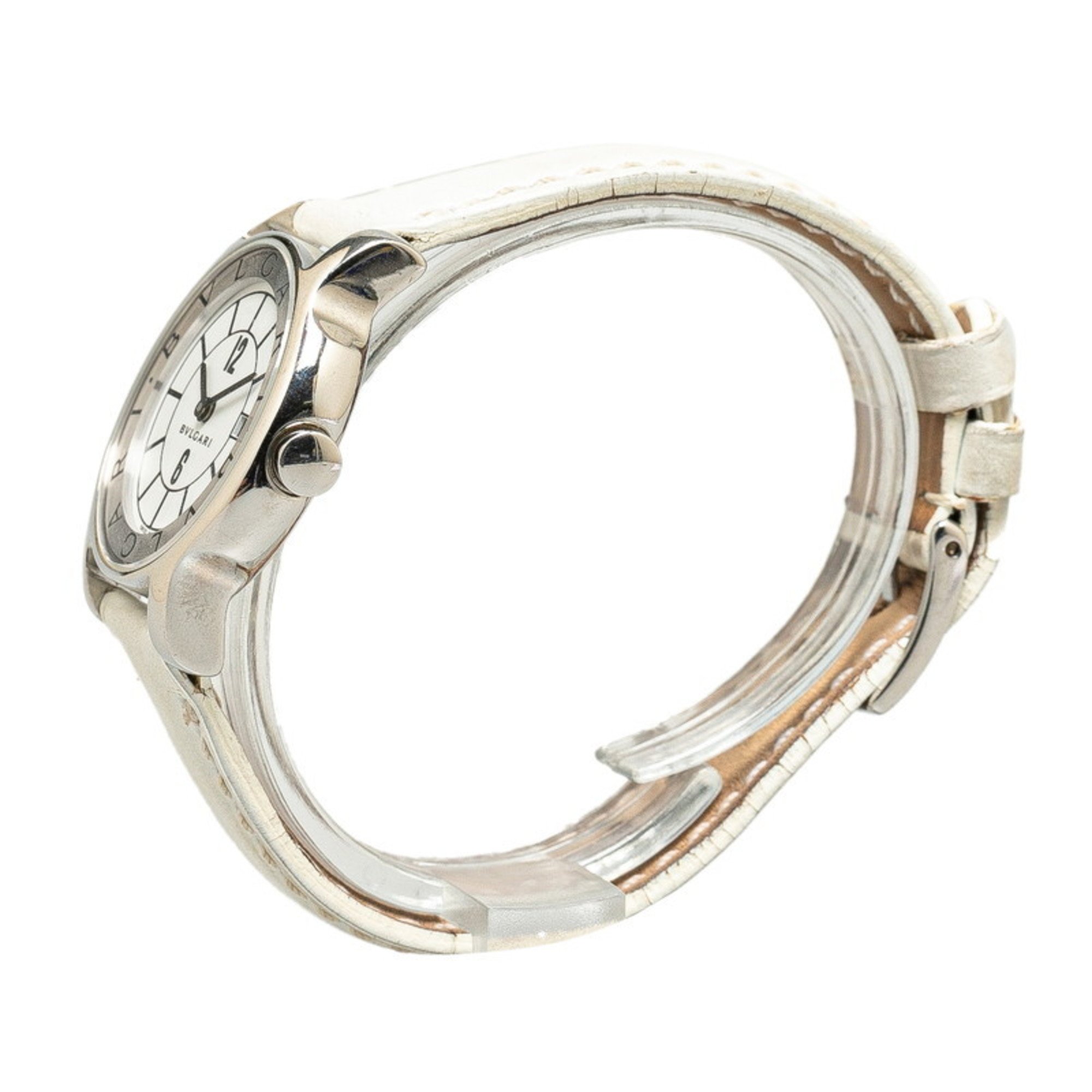 BVLGARI Solotempo Watch ST29S Quartz White Dial Stainless Steel Women's