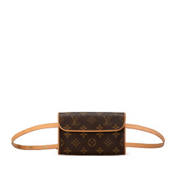 Louis Vuitton Monogram Pochette Florentine Body Bag Waist Shoulder M51855 Brown PVC Leather Women's LOUIS VUITTON