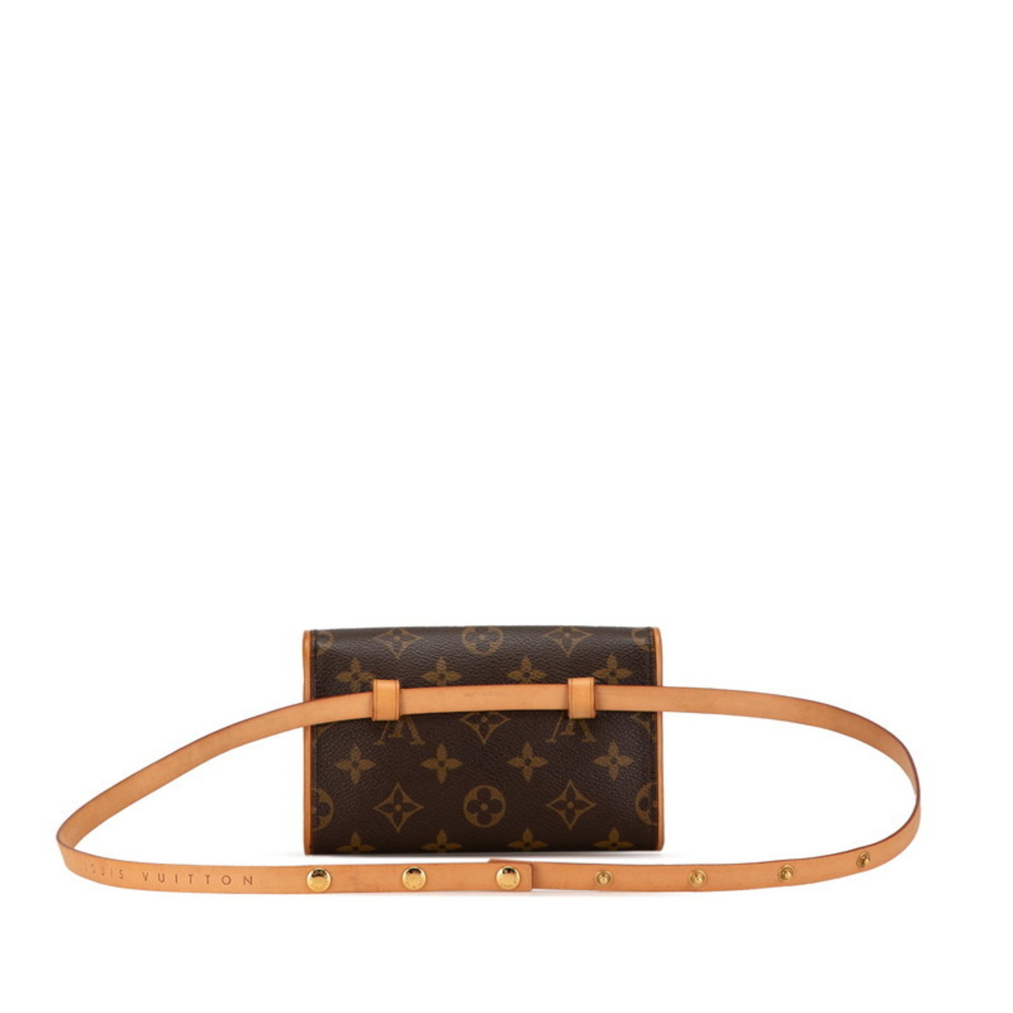 Louis Vuitton Monogram Pochette Florentine Body Bag Waist Shoulder M51855 Brown PVC Leather Women's LOUIS VUITTON