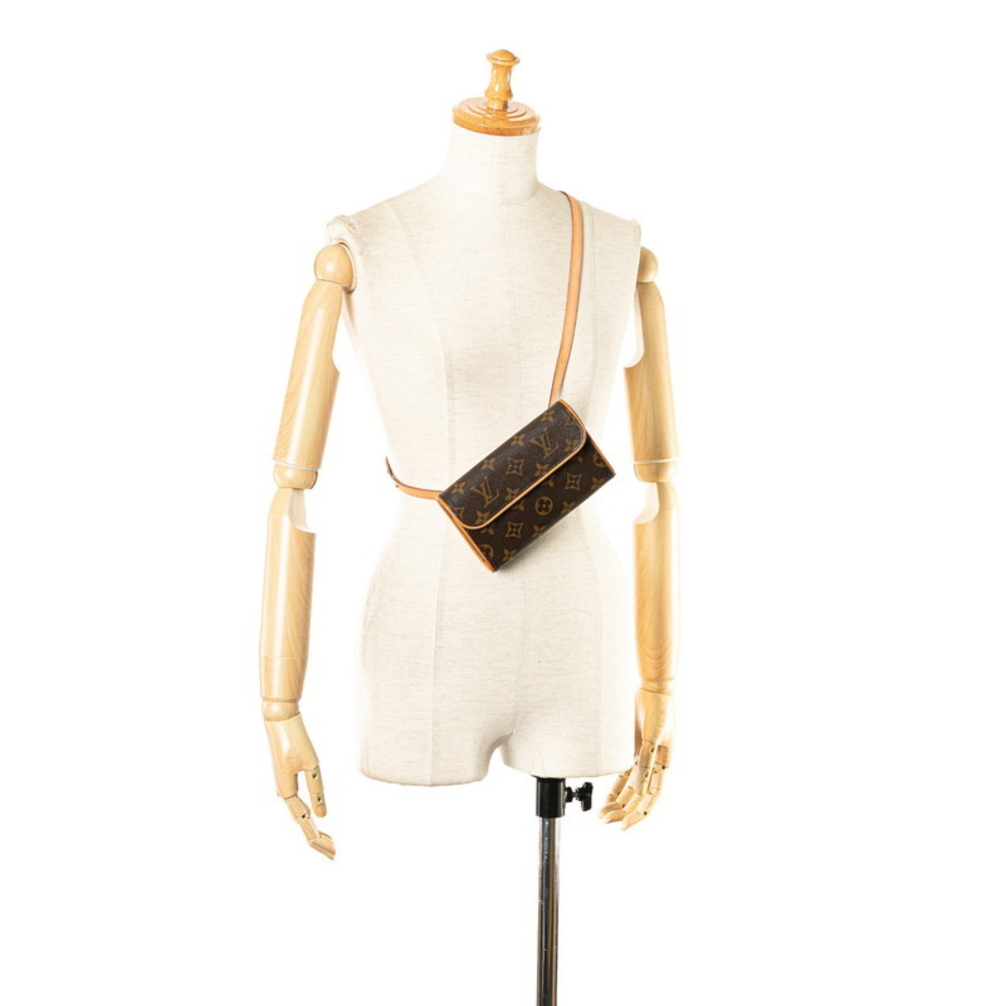 Louis Vuitton Monogram Pochette Florentine Body Bag Waist Shoulder M51855 Brown PVC Leather Women's LOUIS VUITTON