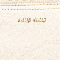 Miu Miu Miu Flower Motif Tote Bag Beige White Straw Leather Women's MIUMIU