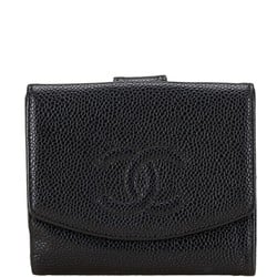 Chanel Coco Mark Bi-fold Wallet Compact A13496 Black Caviar Skin Women's CHANEL