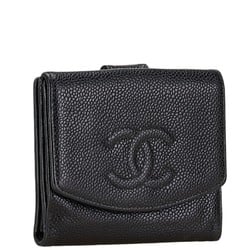 Chanel Coco Mark Bi-fold Wallet Compact A13496 Black Caviar Skin Women's CHANEL