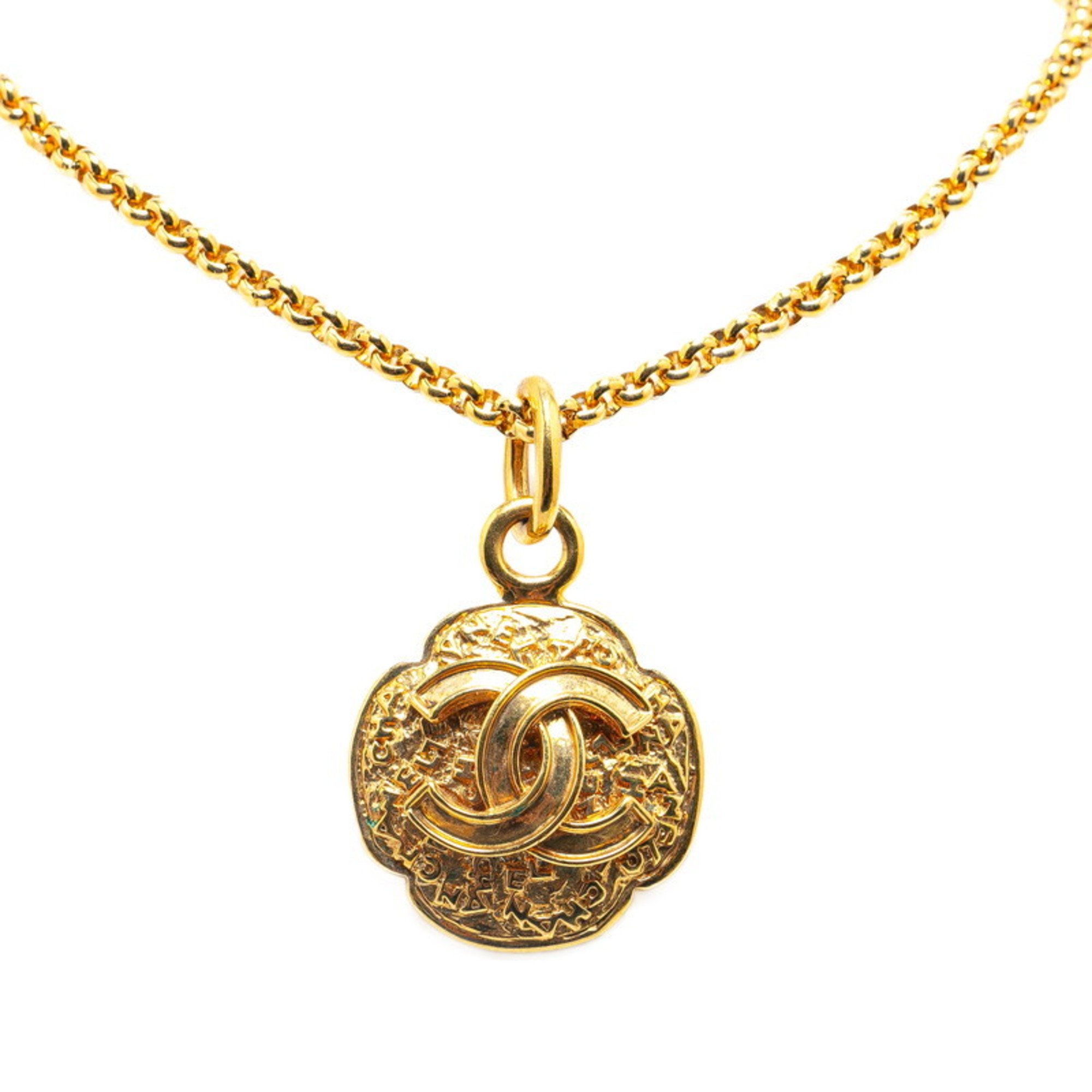 Chanel Coco Mark Long Necklace Gold Plated Women's CHANEL