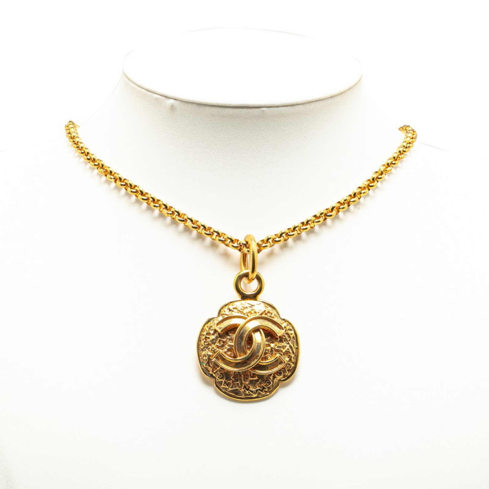 Chanel Coco Mark Long Necklace Gold Plated Women's CHANEL