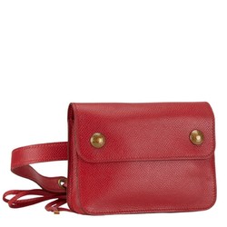 Hermes Pochette Green Waist Pouch Rouge Vif Red Couchvel Women's HERMES