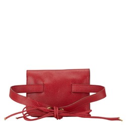 Hermes Pochette Green Waist Pouch Rouge Vif Red Couchvel Women's HERMES