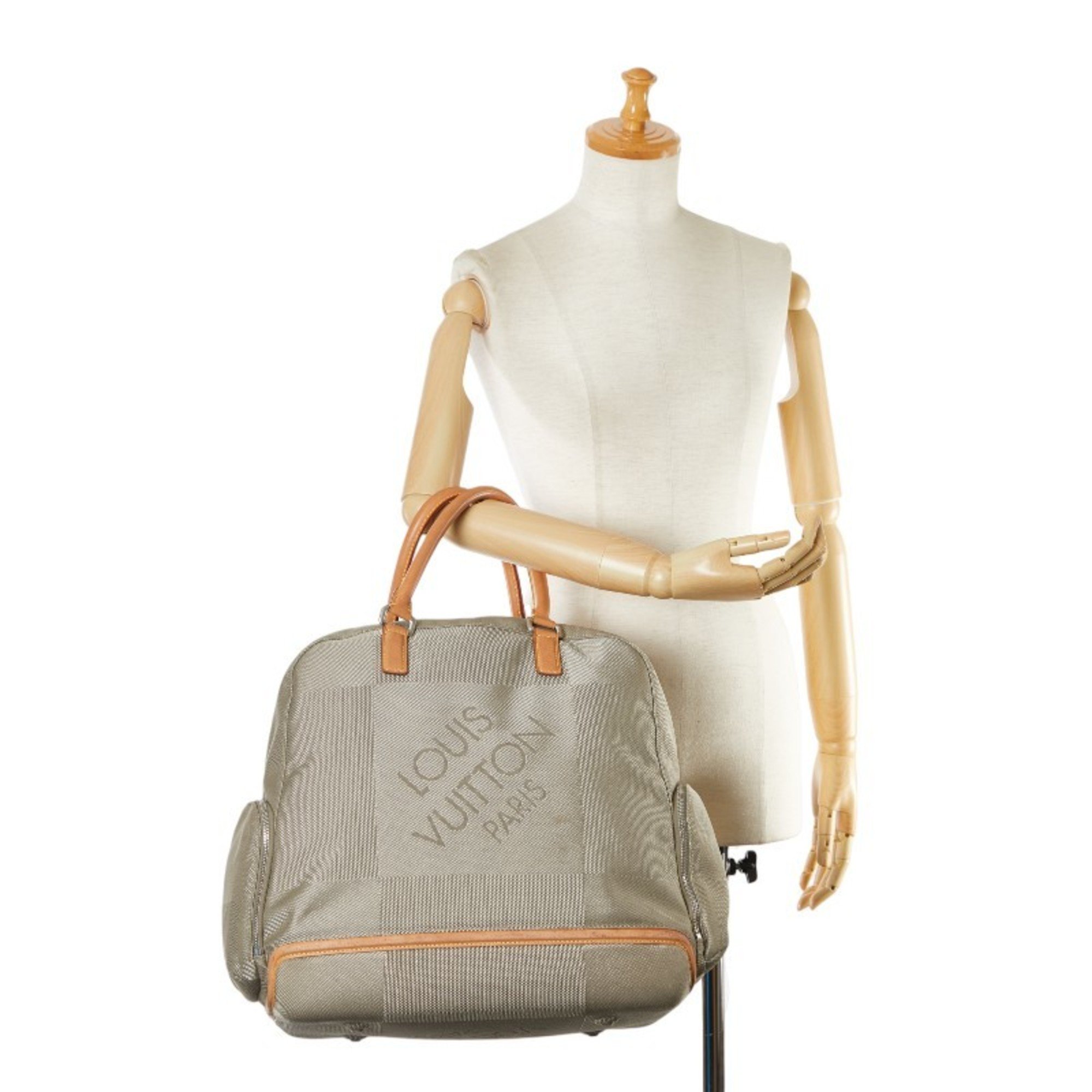 Louis Vuitton Damier Geant Aventurier Boston Bag Handbag M93061 Sable Khaki Canvas Leather Women's LOUIS VUITTON