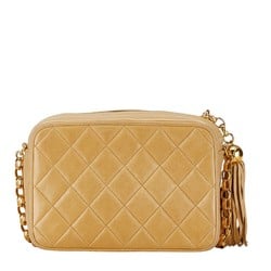 Chanel Matelasse Chain Shoulder Bag Beige Lambskin Women's CHANEL