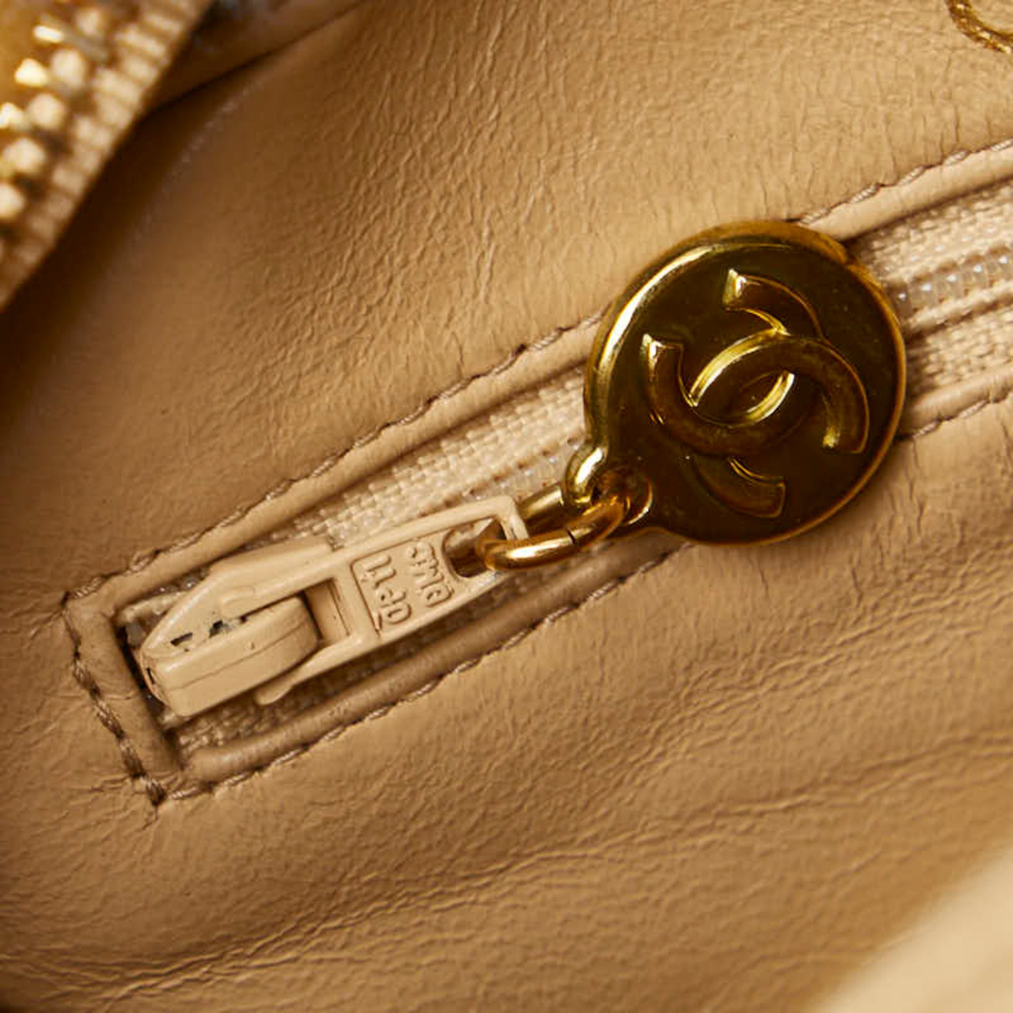 Chanel Matelasse Chain Shoulder Bag Beige Lambskin Women's CHANEL