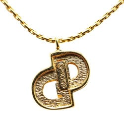 Christian Dior Dior CD Rhinestone Necklace Gold Plated Women's