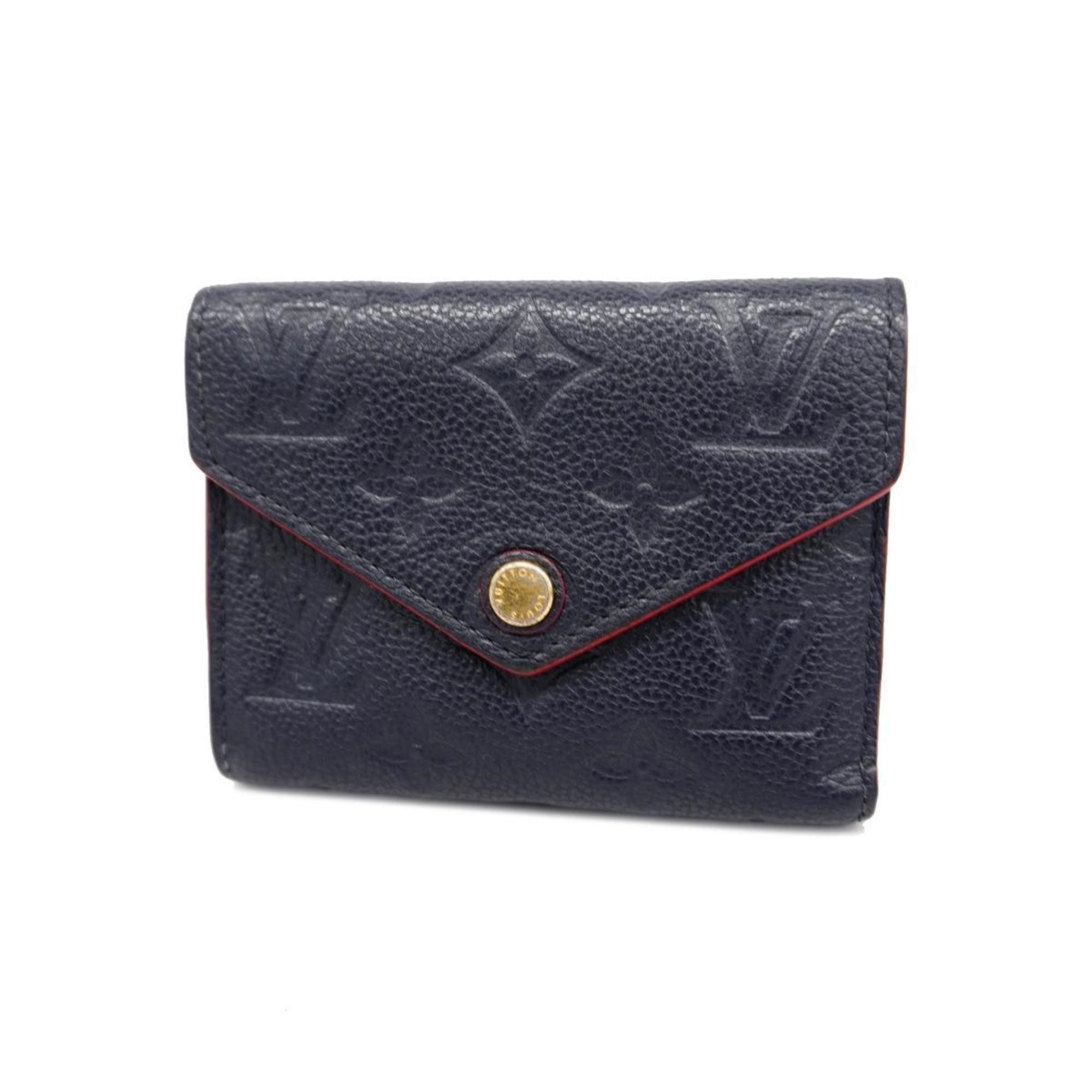 Louis Vuitton Tri-fold Wallet Monogram Empreinte Portefeuille Victorine M64577 Marine Rouge Ladies