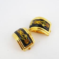 Hermes Earrings, Enamel, GP Plated, Cloisonne, Gold, Multicolor, Women's