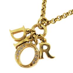 Christian Dior Necklace Rhinestone GP Plated Gold Women's