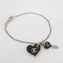 Chanel bracelet Coco mark heart motif key metal silver black 07P ladies