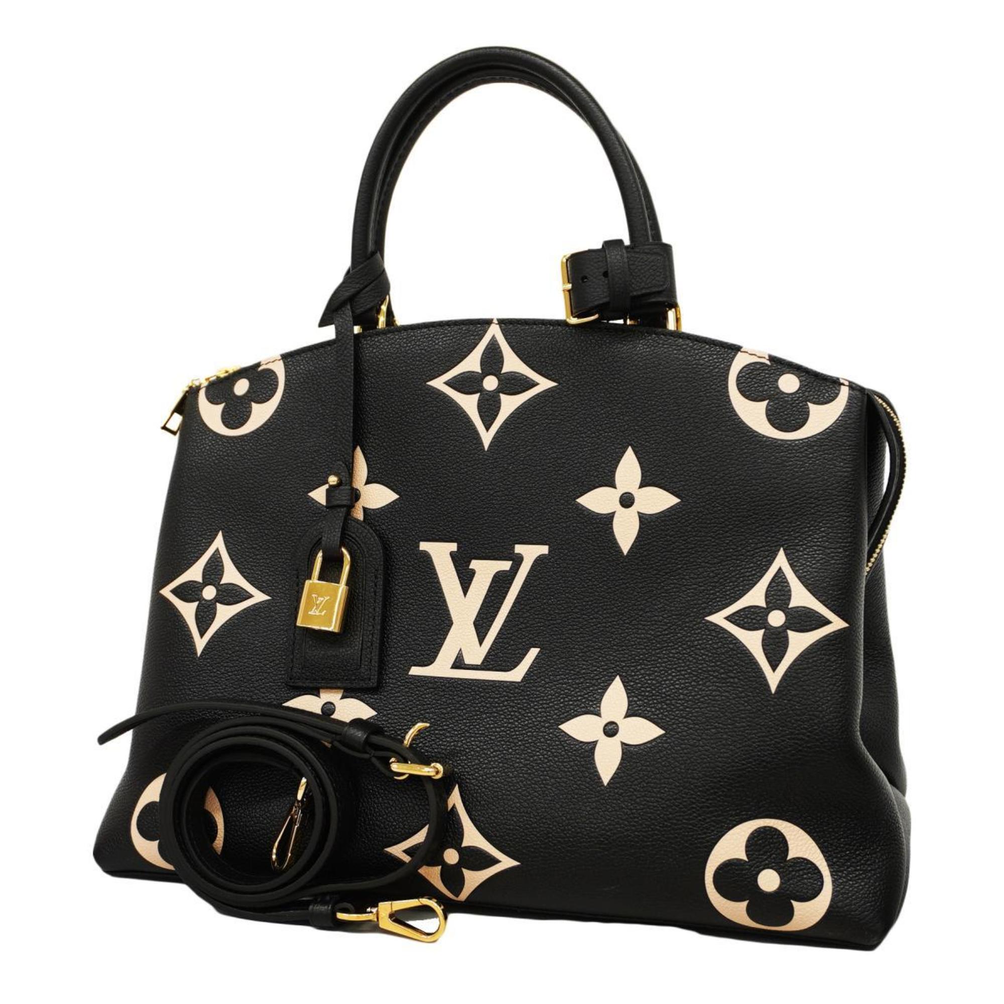 Louis Vuitton Handbag Monogram Empreinte Bicolor Grand Palais MM M45842 Black Beige Women's