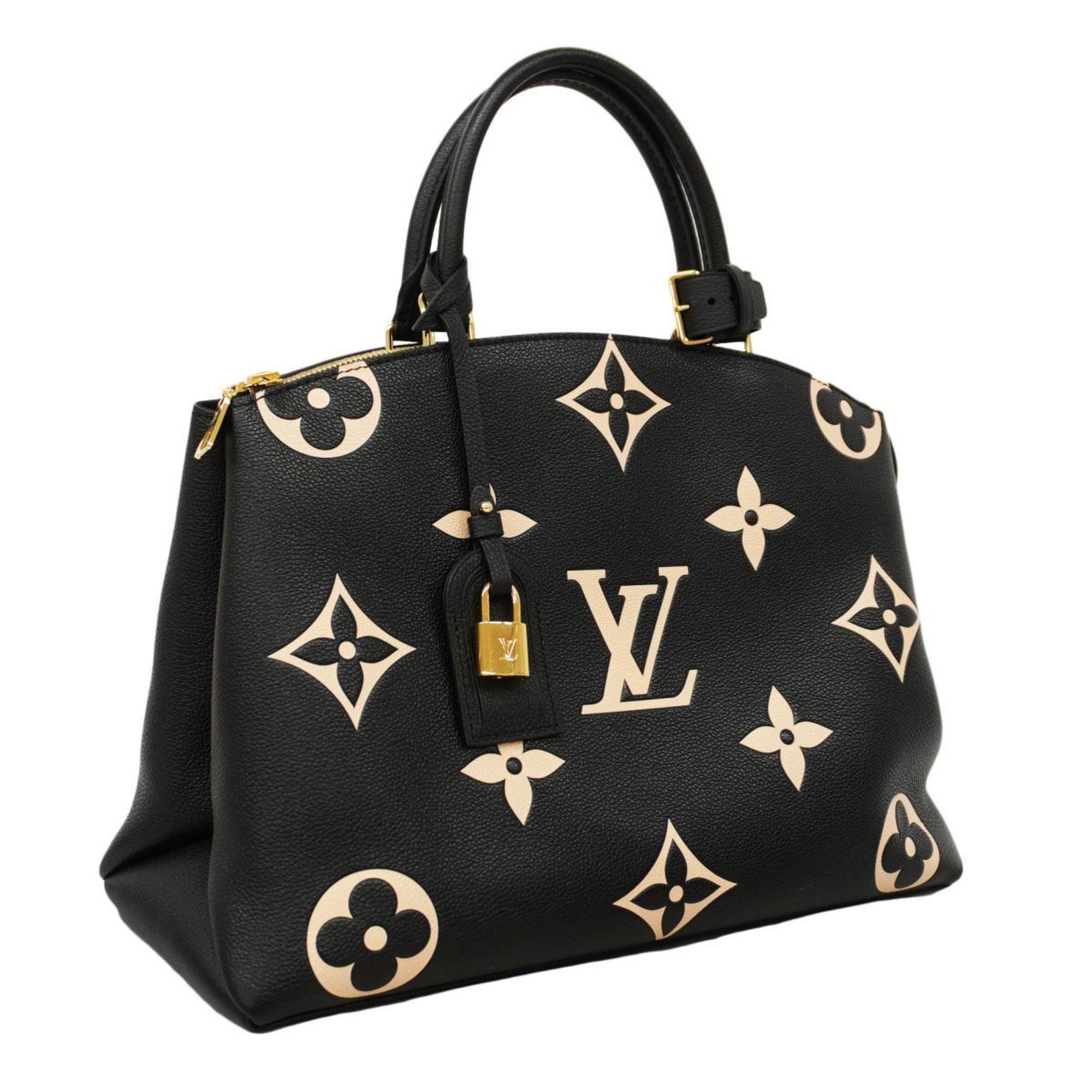 Louis Vuitton Handbag Monogram Empreinte Bicolor Grand Palais MM M45842 Black Beige Women's