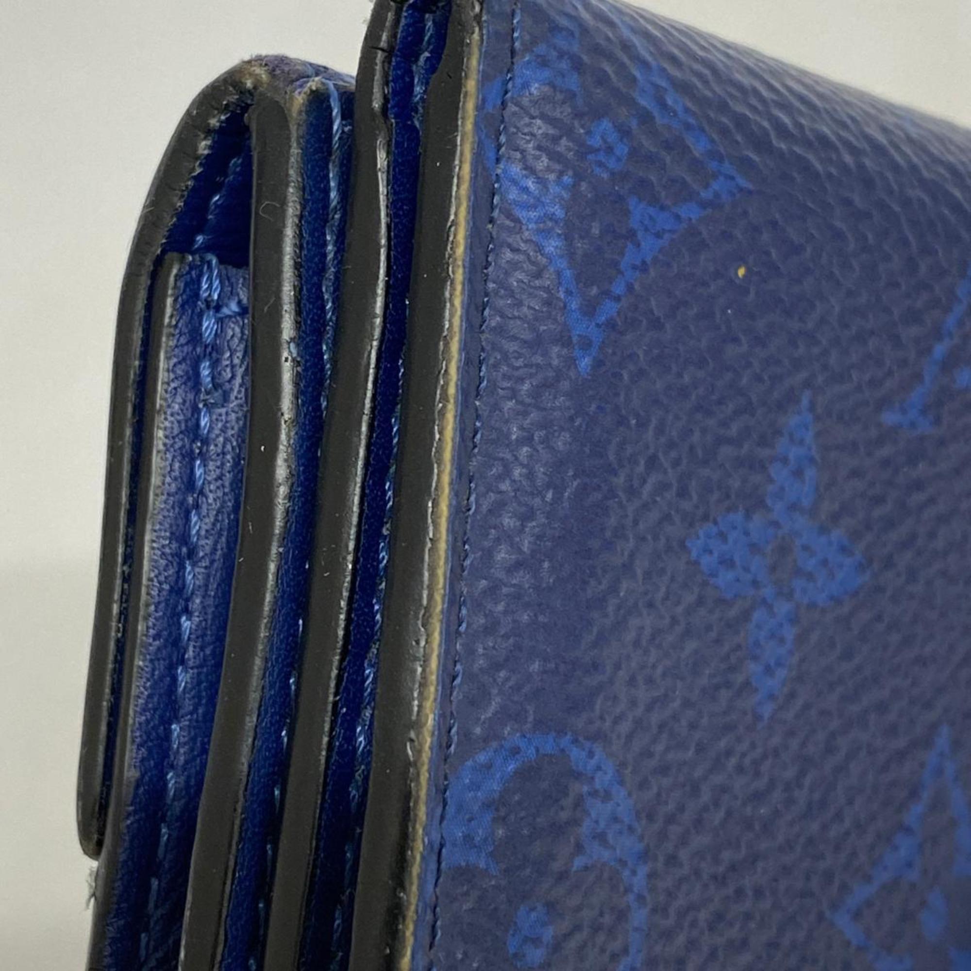 Louis Vuitton Tri-fold Wallet Taigarama Discovery Compact M67620 Cobalt Men's