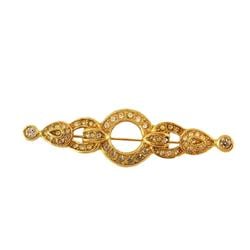 Christian Dior Brooch Rhinestone GP Plated Gold Women's