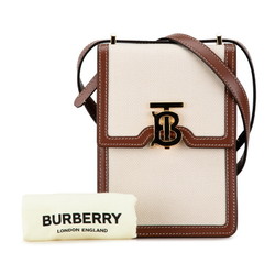 Burberry TB Shoulder Bag Beige Brown Canvas Leather Women's BURBERRY