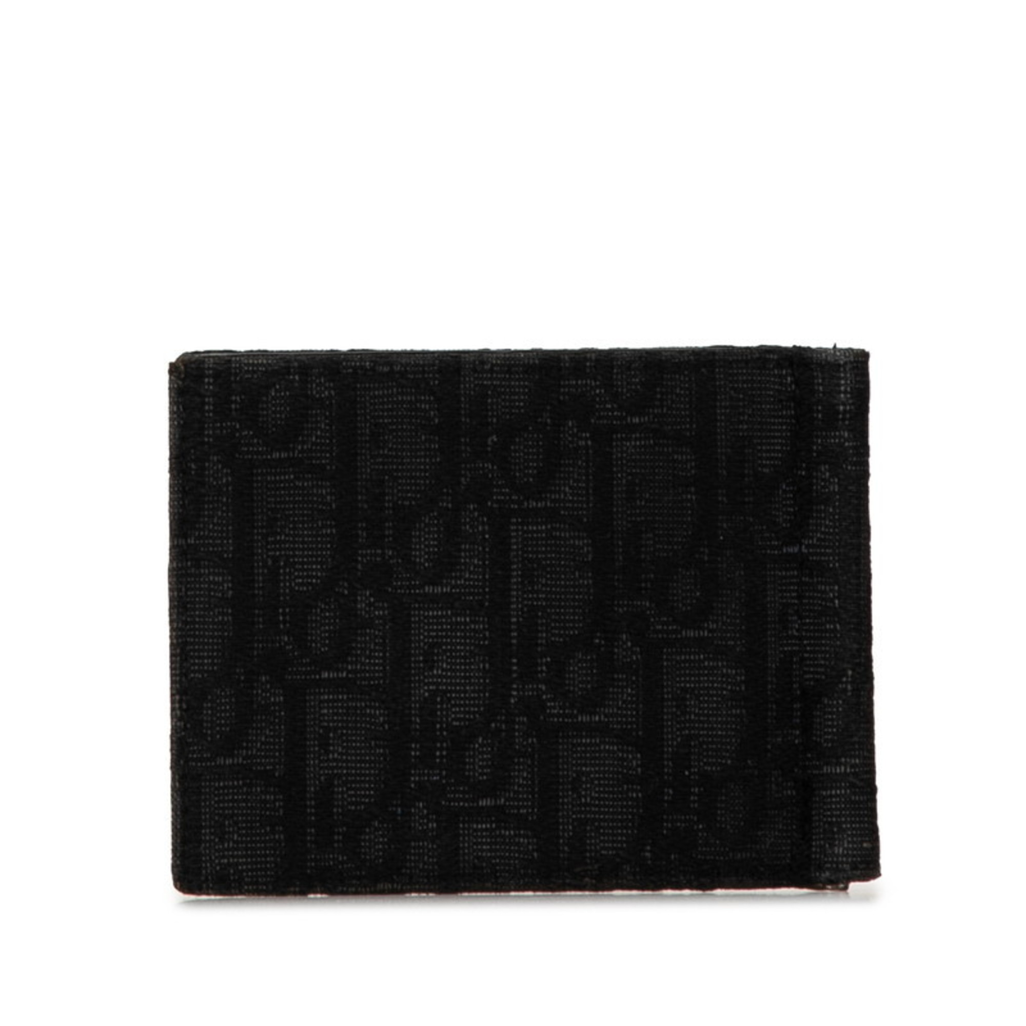 Christian Dior Dior Trotter Bi-fold Wallet Black Canvas Women's