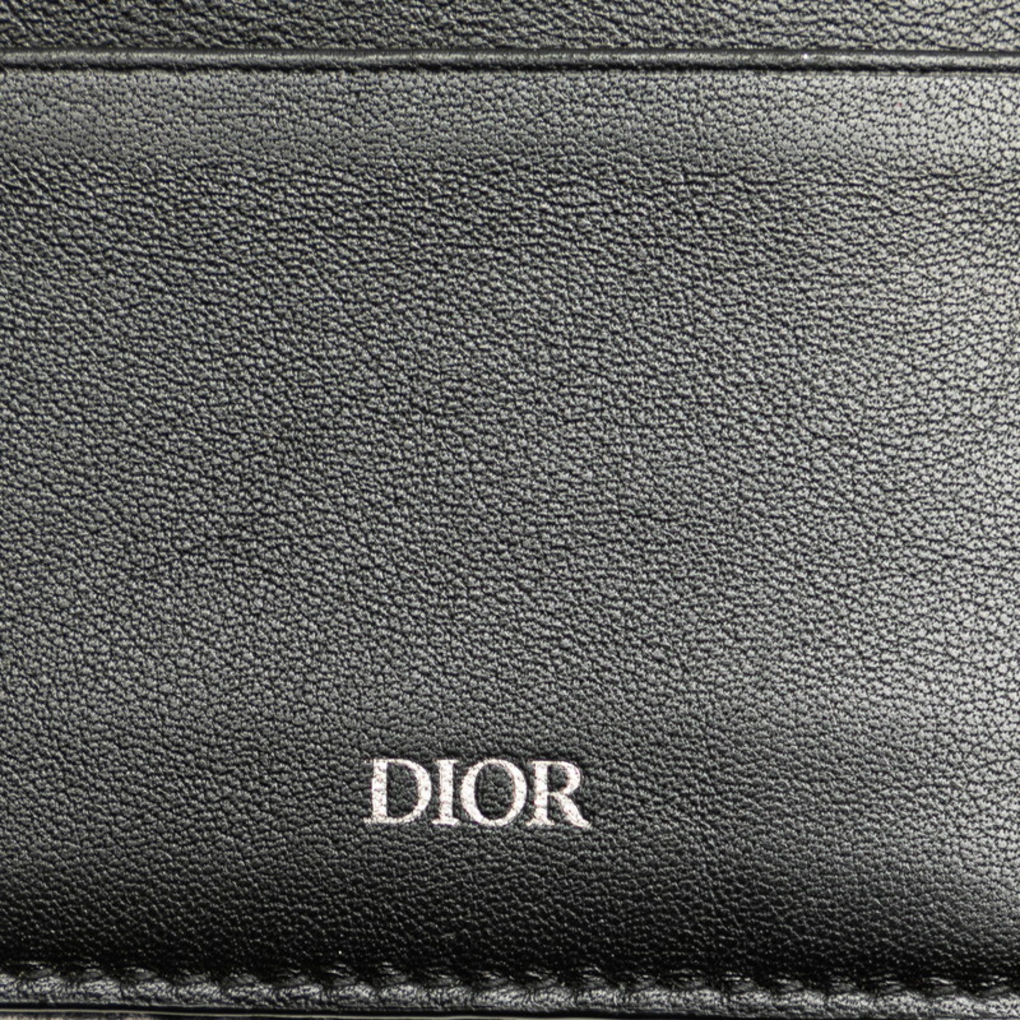 Christian Dior Dior Trotter Bi-fold Wallet Black Canvas Women's