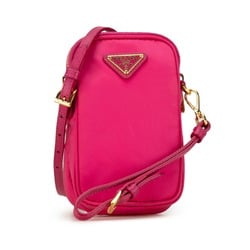 Prada Triangle Plate Shoulder Bag 1N1860 Pink Nylon Leather Women's PRADA