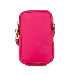 Prada Triangle Plate Shoulder Bag 1N1860 Pink Nylon Leather Women's PRADA