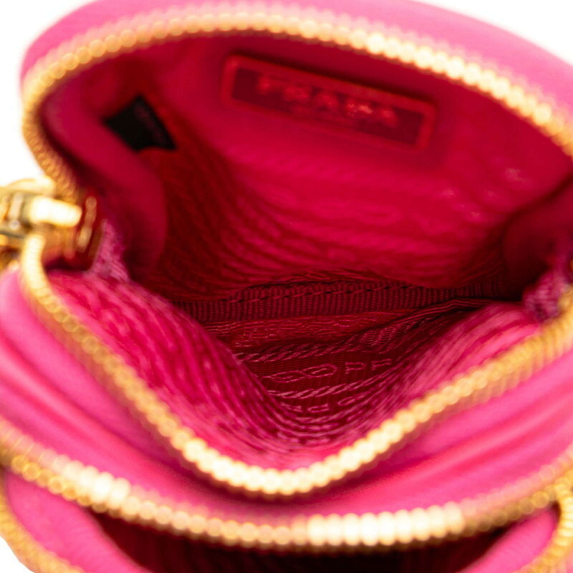 Prada Triangle Plate Shoulder Bag 1N1860 Pink Nylon Leather Women's PRADA