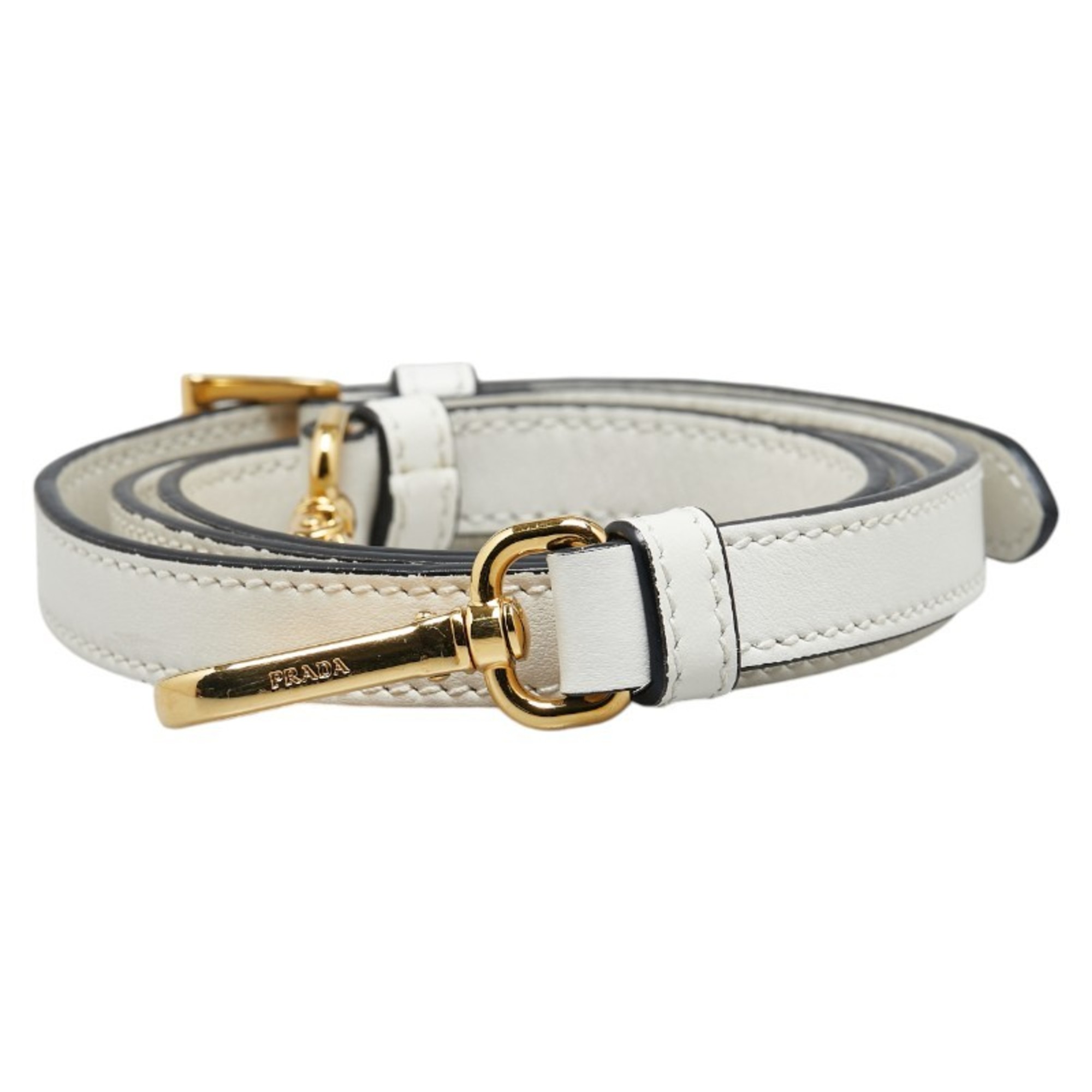 Prada Shoulder Strap White Gold Leather Women's PRADA