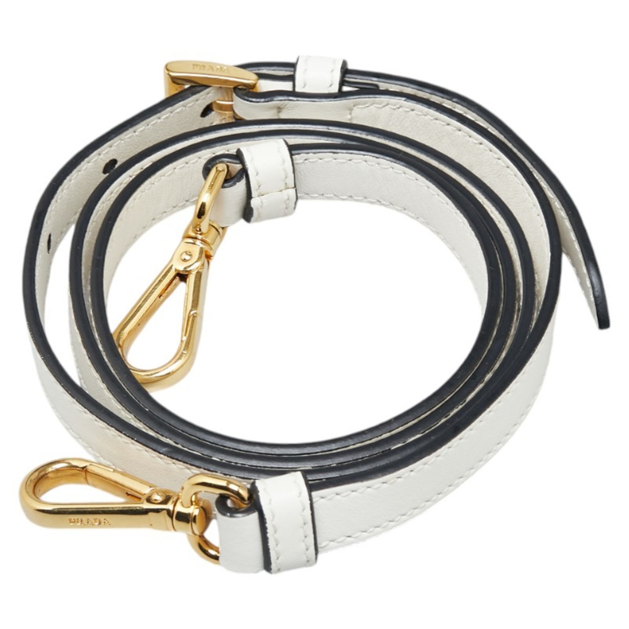 Prada Shoulder Strap White Gold Leather Women's PRADA