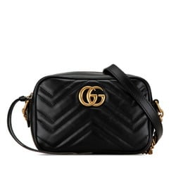 Gucci GG Marmont Quilted Shoulder Bag 448065 Black Leather Women's GUCCI