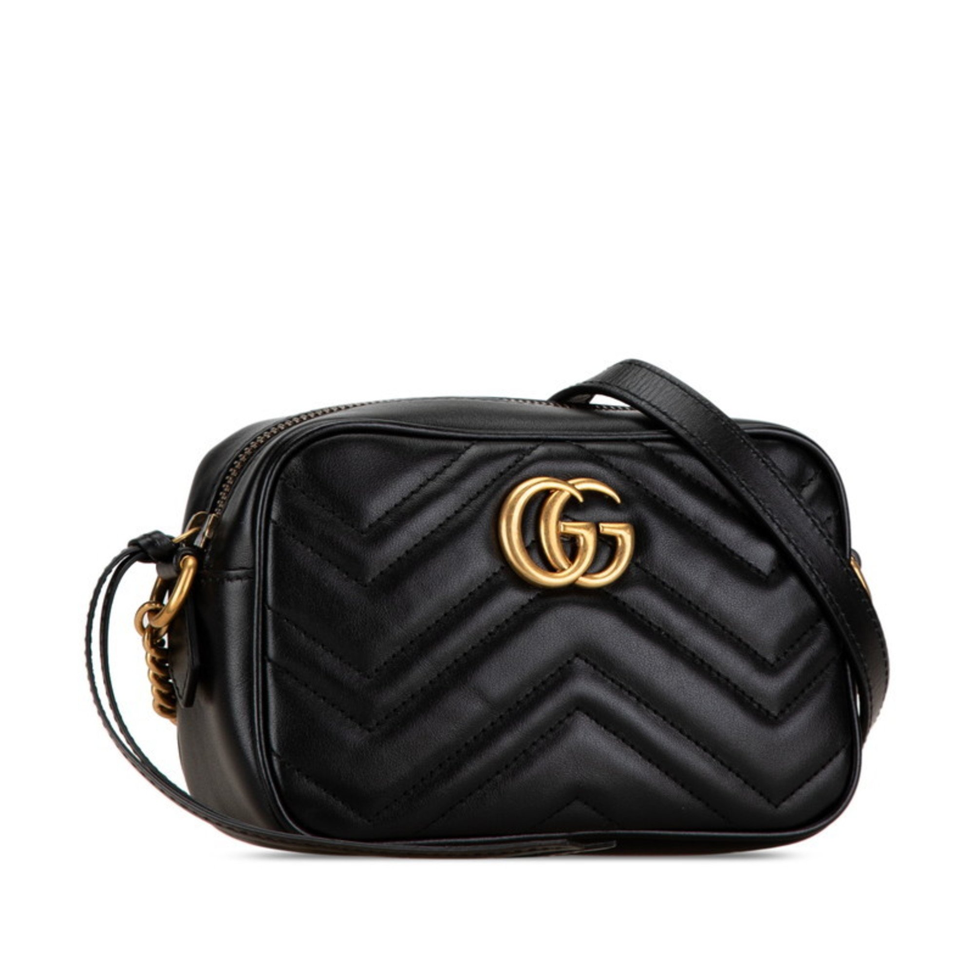 Gucci GG Marmont Quilted Shoulder Bag 448065 Black Leather Women's GUCCI