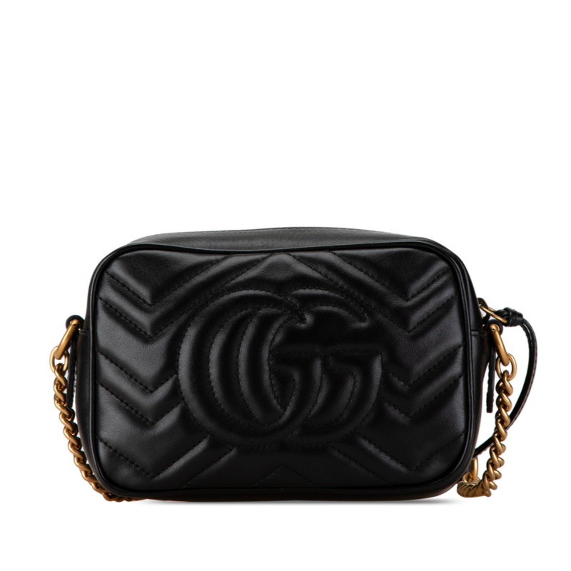 Gucci GG Marmont Quilted Shoulder Bag 448065 Black Leather Women's GUCCI