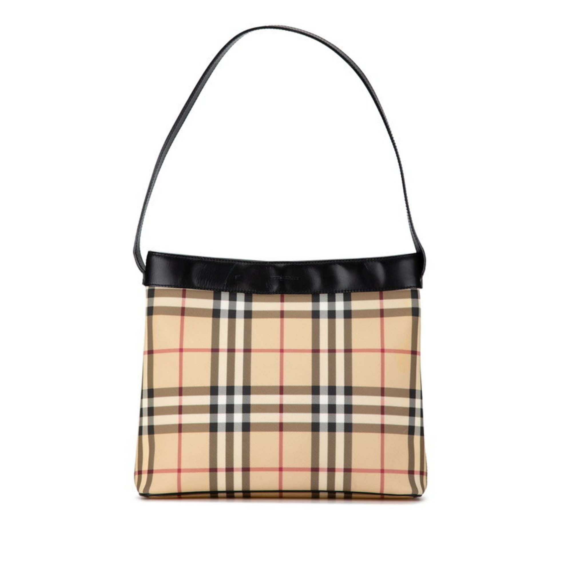 Burberry Nova Check Handbag Bag Beige Black PVC Leather Women's BURBERRY