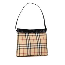 Burberry Nova Check Handbag Bag Beige Black PVC Leather Women's BURBERRY