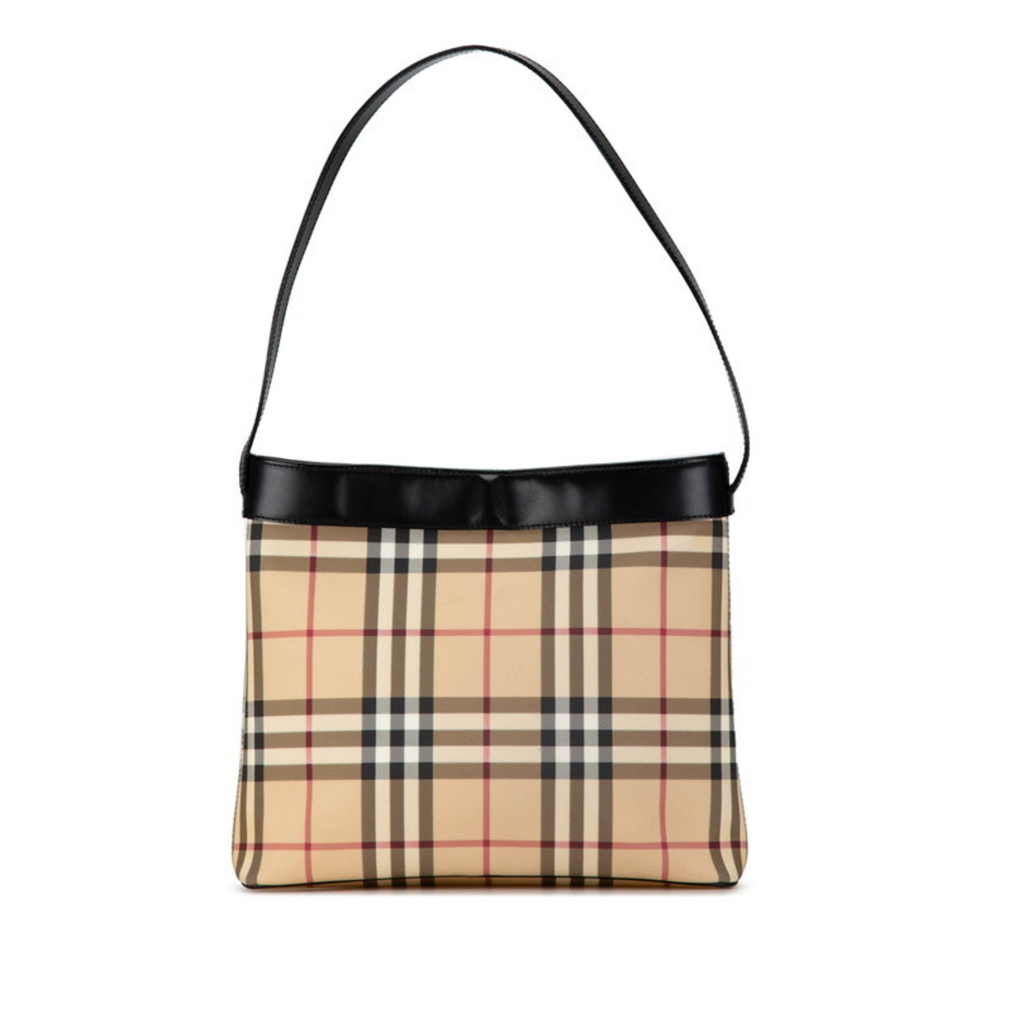 Burberry Nova Check Handbag Bag Beige Black PVC Leather Women's BURBERRY