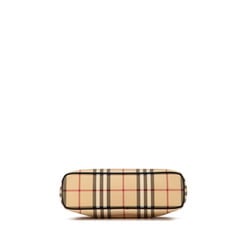 Burberry Nova Check Handbag Bag Beige Black PVC Leather Women's BURBERRY